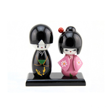 Poupée Kokeshi de cadeau de mariage de peinture en bois 12cm